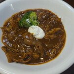 キッチン ブルー グローブ - ビーフストロガノフのアップ