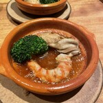 蘖 - 広島牡蠣と三河車海老とブロッコリーのアヒージョ