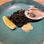 蘖 - 三重ハマグリとホタルイカのイカスミパエリア ニンニクマヨ付き