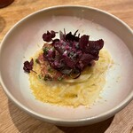 蘖 - パスタを蒸してカラスミと中トロと一緒にかき混ぜて食べる冷製パスタ