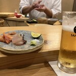 鮨 いずみ - 刺身　生ビール