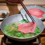 肉割烹 上 - しゃぶしゃぶ サーロイン　クレソン