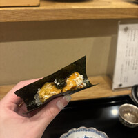 鶏割烹 ならや - うにとささみの手巻き寿司