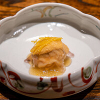 肉割烹 上 - 北寄貝　鮟肝ソース　柚子ジュレ