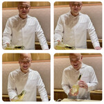 銀座 しのはら - デザートにシャンパンを注いで