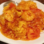福満苑 鼓楼 - トマトたまご炒め&エビチリ　はじめましての味でしたが美味しかったです。
