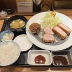 とんかつ KATSU 華 - ロース&ヒレかつ定食ミンチかつ追加