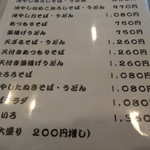 手打ち蕎麦 い志い - 単品蕎麦（饂飩）のメニュー