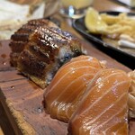 酒場 やまと - サーモンとうなぎの握り