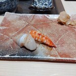 銀座のみこ寿司 - 帆立、海老