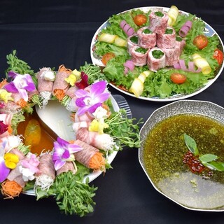 しながわ畑オリジナル★和牛ネギ巻きオイルしゃぶしゃぶ★