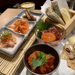 地魚大衆酒場 金八 - 福島セット。イカ人参はもう少しゴリゴリが好き