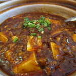 唐苑 - 麻婆定食：麻婆豆腐、冬瓜と紫蘇のスープ、サラダ、ご飯、杏仁豆腐1