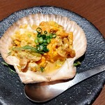 石と肴 地雷也 弘前店 - ホタテの貝焼き味噌