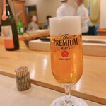 鮨 しゅん輔 - 最初は生ビールでスタート