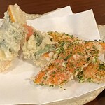 花坊 - かにカマの磯辺揚げ・大葉巻き天ぷら