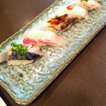 市場ずし駅前 - にぎり しめさば・とり貝・すずき ゆずこしょう等