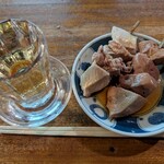 宇ち多゛ - 梅割り　レバボイルとアブラ少ないとこ1本ずつお酢　です