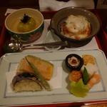 野菜割烹 あき吉 - 汲み上げ湯葉　福さ焼き　もろこし真丈　楓麩　など