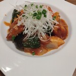 魚眞 - 鶏の甘酢餡掛け