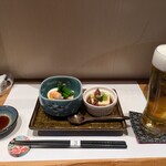 料理屋 ゆう禪 - 前菜と生ビール