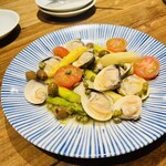 洋食堂 のろ - アスパラと蛤の日本酒蒸し