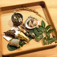 割烹こめを - 八寸 独活 蕨 蛤 芹 鰆