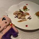 翆陽 エクシブ箱根離宮 - 海老と黄韮の炒めもの　蟹肉入り海老すり身包み揚げ