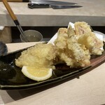 鮨 からす - 泳ぎイカゲソ部分天麩羅
