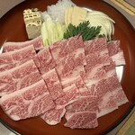 すき焼 三光舎 旭川店 - 花　和牛バラすき焼き定食のお肉（3人前）