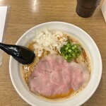 金麺と金蕎麦 - 濃厚あん肝蕎麦（1200円）＋玉ねぎ増し（200円）