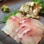 梅原水産 - クエの刺身＆ツブ貝