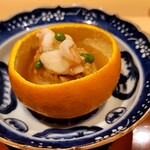 銀座 しのはら - デコポン釜の蒸し寿司