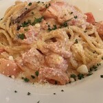 鶴見とろける黒毛和牛のイタリアン 「キッチンmatsui」 - トマトクリームパスタ、程よいコクで、最後まで美味しい。