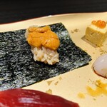 秋葉原 鮨 上村 - 雲丹手巻き