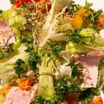 Panch - 本日のサラダ→JAPAN Xの自家製ハムと山元産パプリカのピクルスのサラダ