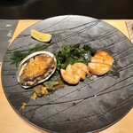 鉄板焼 にし田 - あわびとホタテ