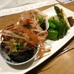 とく山 - ［５回目］丸茄子と万願寺唐辛子とアスパラの焼き物
