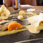 シクラメンテ - いろいろお肉のラビオリ♡　茄子のピューレが絶品～