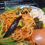 キッチン ブルー グローブ - ナポリタンのアップ