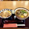 昇月庵 - 山菜そば(温)&牛玉子とじ丼(小)