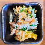 よりみち食堂 - 小鉢（サクラエビ・おから・菜の花の和え物）