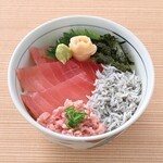 Tuna, Shirasu, and Tuna Tartare Rice Bowl