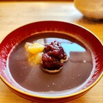 季より - コースの甘味から選んだのは「手練りあんこを使用したおしるこ」