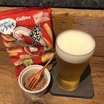 麹町いづみや しろ - あがりビール 函館 いかの塩辛 ・カルビーかっぱえびせん