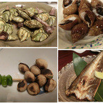 漁菜克献 - ＜2014年7月＞銀杏・亀の手・バイ貝・カマスの塩焼き