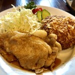 レストラン バイプレーン - メンチカツ生姜焼き