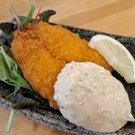 たき火炉端 雨やどり - アジフライ 300円