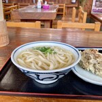 上野製麺所 - かけうどん、舞茸天