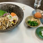 ザ ビーチ クロタケ - 鉄皮と白子。薬味は鉄刺のやつ。鉄皮に入れちゃったけどw